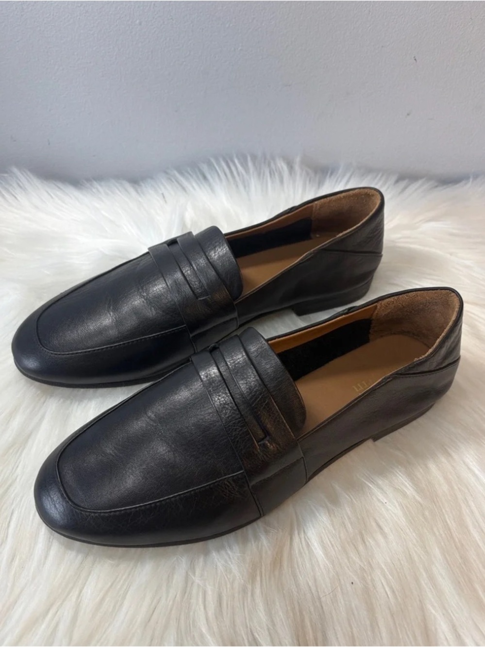 Luca Ferri black leather penny loafers